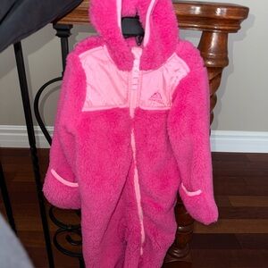 Pink Fleece Hooded Onesie